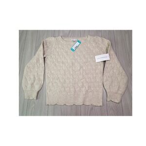 Design History Nora Beige Diamond Knit‎ Scalloped Sweater NWT Stitch Fix